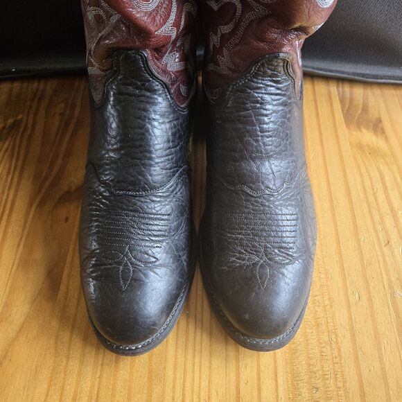 Olathe Boot Company Vintage Western Cowboy Boots Mens 10D Black Burgundy USA main image 11